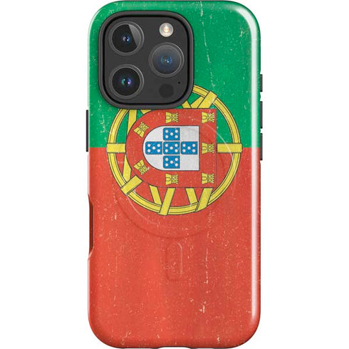 Portugal Flag Distressed iPhone 16 Pro Magsafe Impact Case